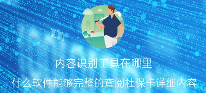 内容识别工具在哪里 什么软件能够完整的查阅社保卡详细内容？